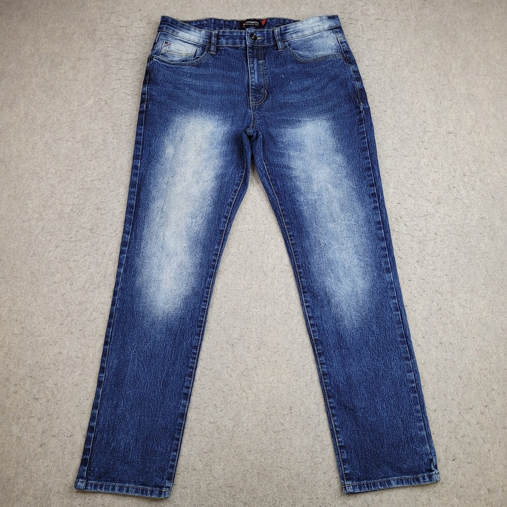 Southpole Blue Jeans Mens 34x30 Slim Straight Leg Distressed Grunge Y2K